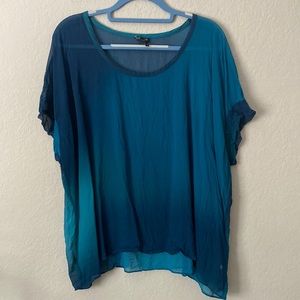 Eileen Fisher Dark Blue Ombre Silk Top size 1X